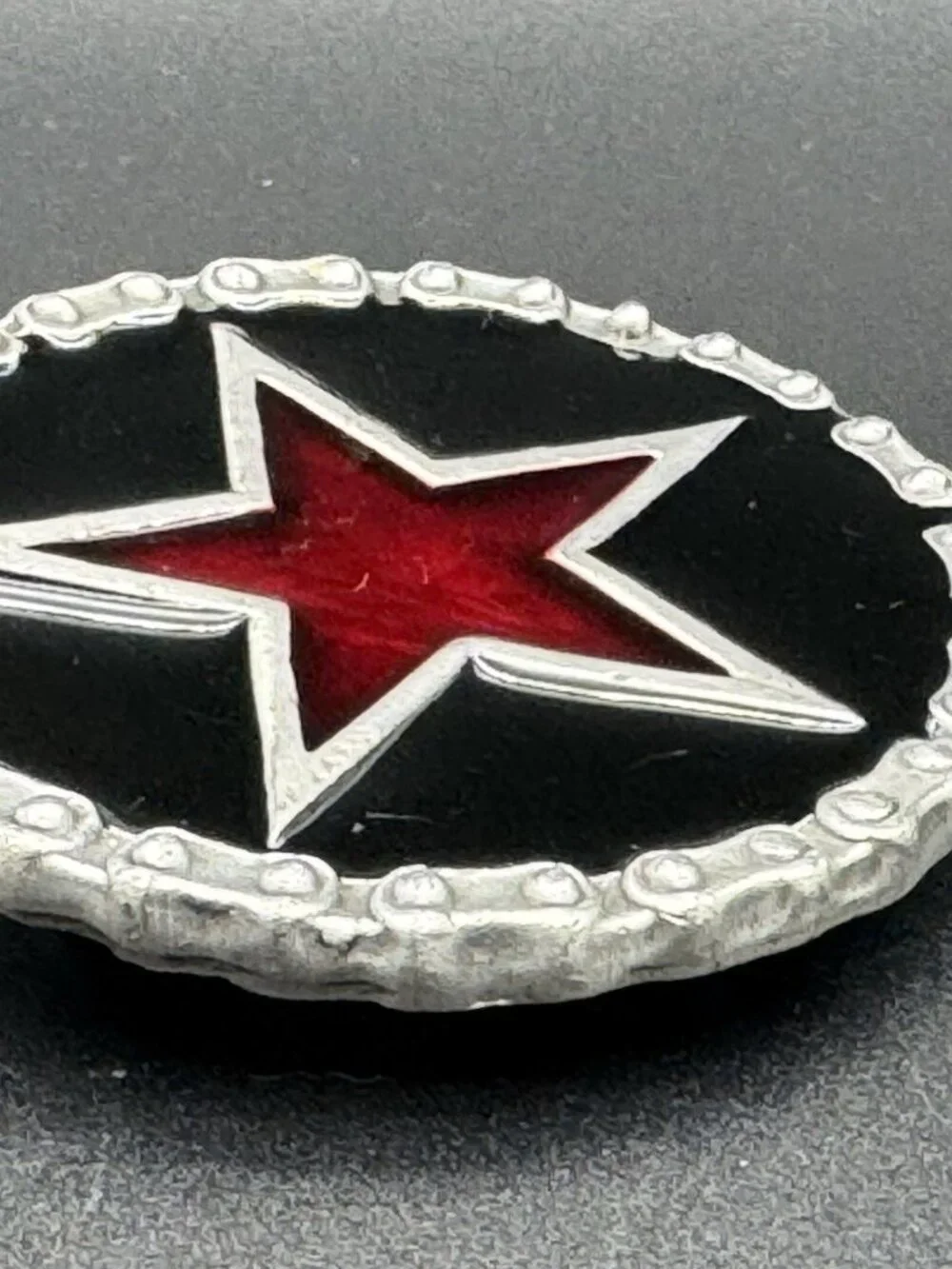 Rock Star Belt Buckle Black and Silver Tone
